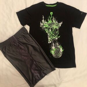 And1 Black & Green shirt and Starter Gray shorts Boys size Large (10/12). NWOT!